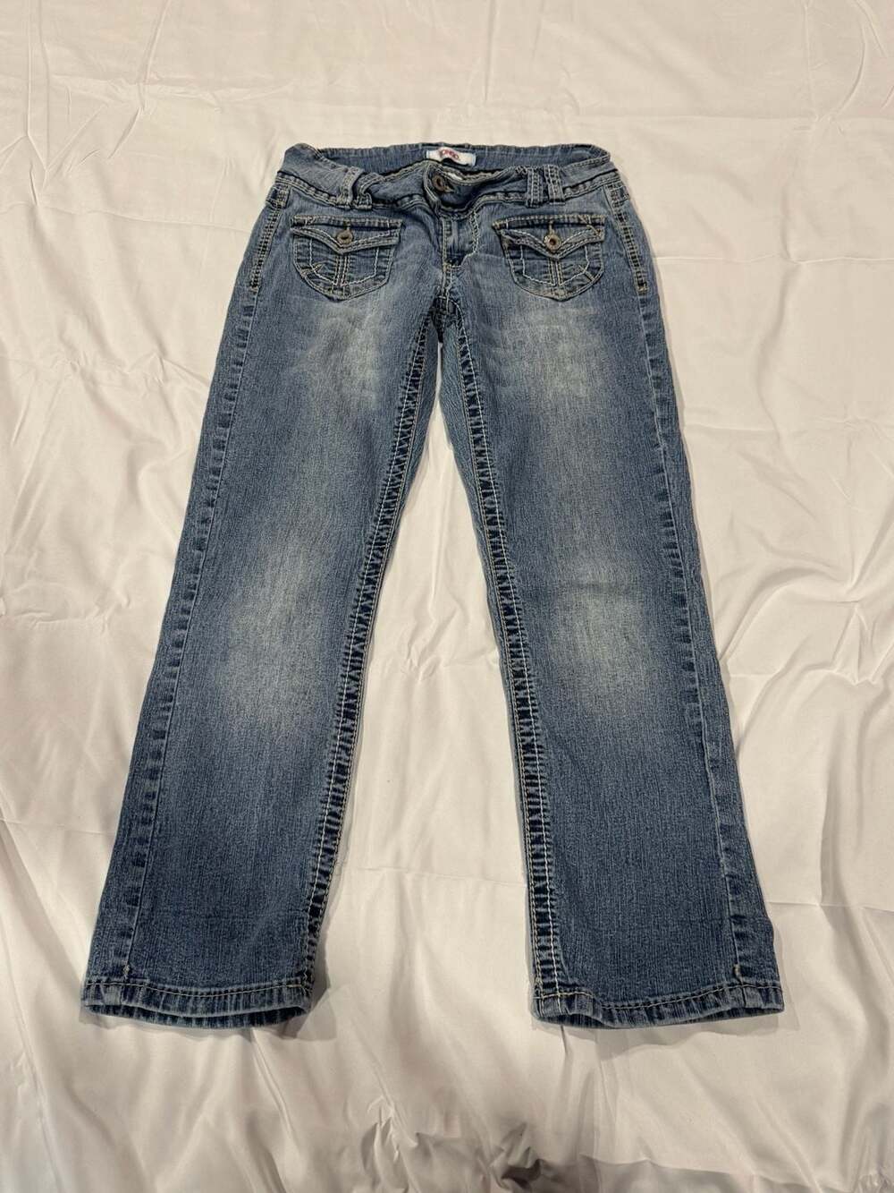 Bongo Vintage Y2K Low Rise Flap Pocket Bootcut Denim Jeans Size 7